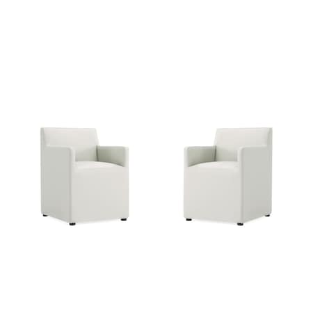 Manhattan Comfort Anna Square Faux Leather Dining Chair in Light Stone Grey - Set of 2 2-DC058AR-ST